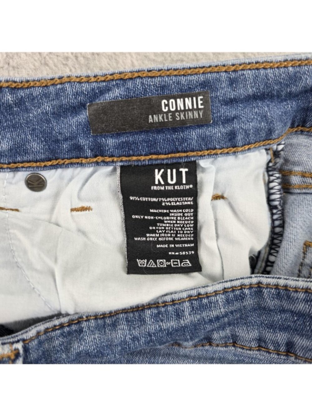 KUT Connie Jeans Womens 12 Blue Mid Rise Ankle Skinny Stretch Denim - Picture 4 of 9
